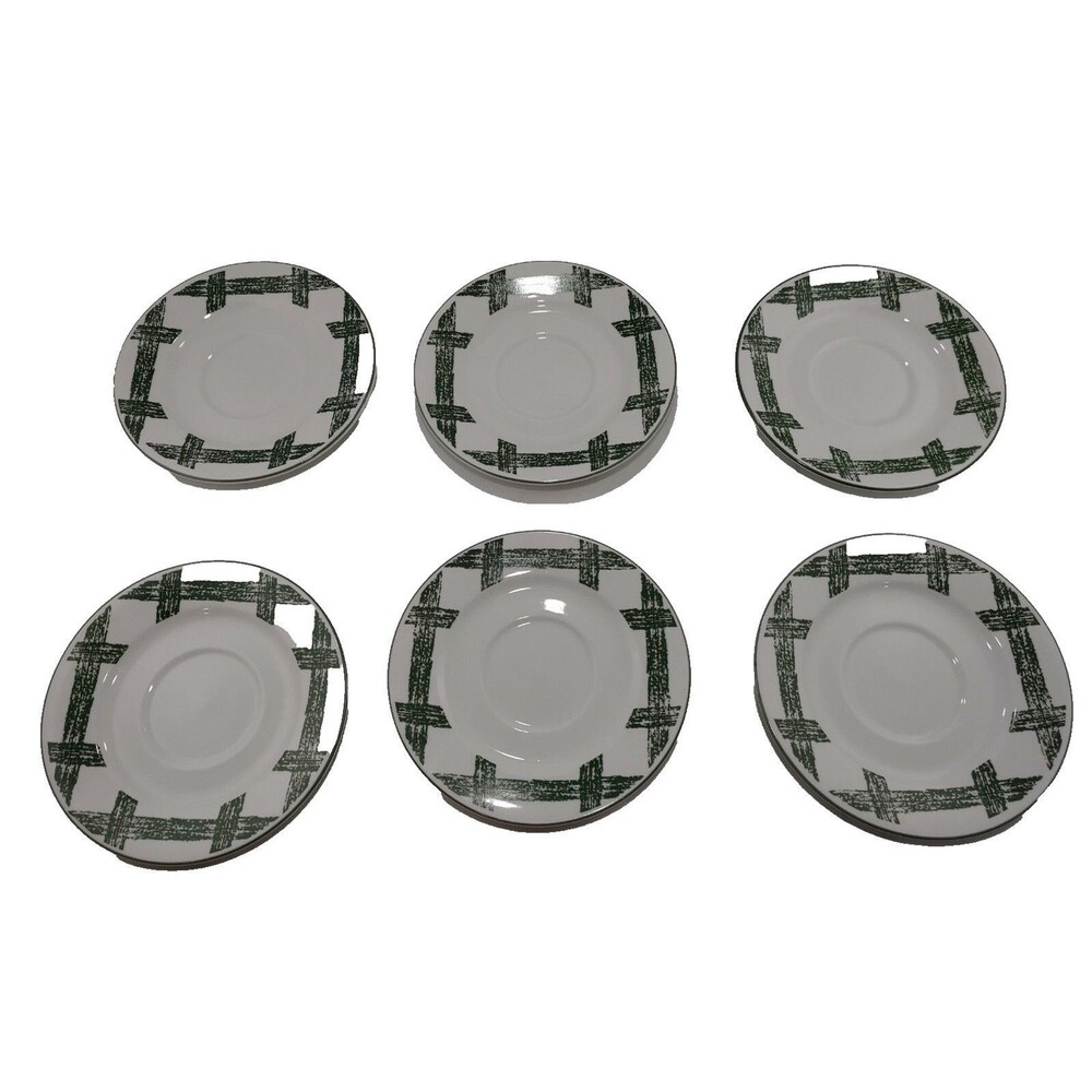 Citation Cades Cove Collection Lot of 6 Saucers Plates 6.5" Green Lattice Set